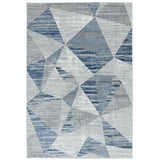 Orion OR14 Blocks Modern Geometric Distressed Textured Soft-Touch Metallic Shimmer Blue/Grey/Silver Rug