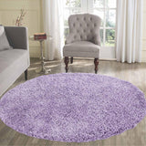 Oxford OXF00 Plain Plush Soft Stain-Resistant Textured Polypropylene Shaggy Lilac Round Rug