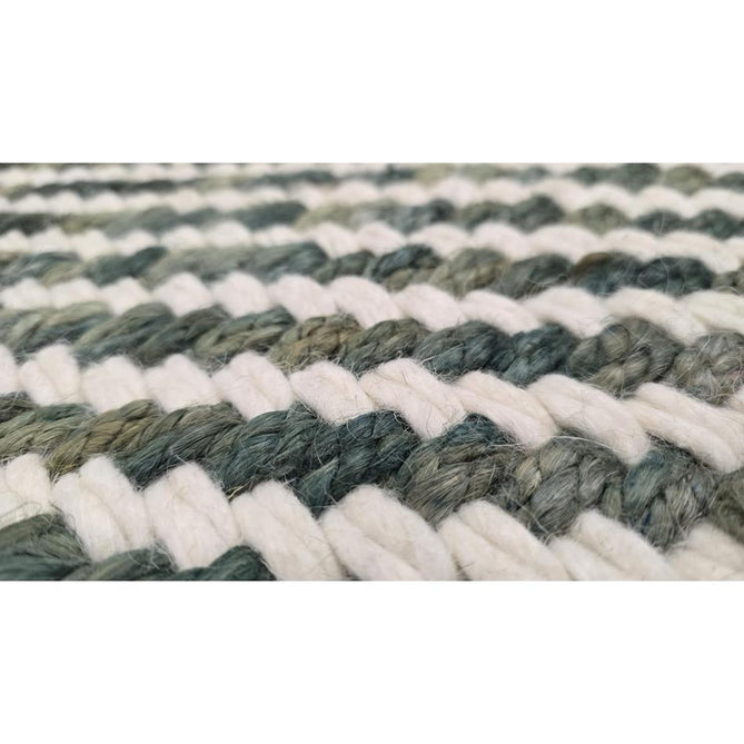 Vigo Modern Geometric Tonal Zig Zag Hand-Woven Heavyweight Textured Soft-Touch Jute & Wool Blend Chunky Loop Pile Flatweave Fringe Green/Cream Rug 200 x 290 cm
