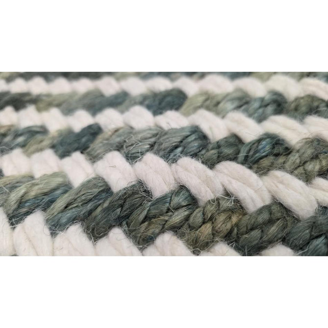 Vigo Modern Geometric Tonal Zig Zag Hand-Woven Heavyweight Textured Soft-Touch Jute & Wool Blend Chunky Loop Pile Flatweave Fringe Green/Cream Rug 200 x 290 cm