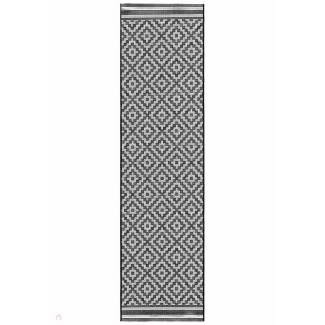 Patio PAT12 Diamond Mono Modern Geometric Durable Stain-Resistant Weatherproof Flatweave In-Outdoor Black/White Rug-Asiatic Carpets-Rug Love - The Most Loved Rug Store