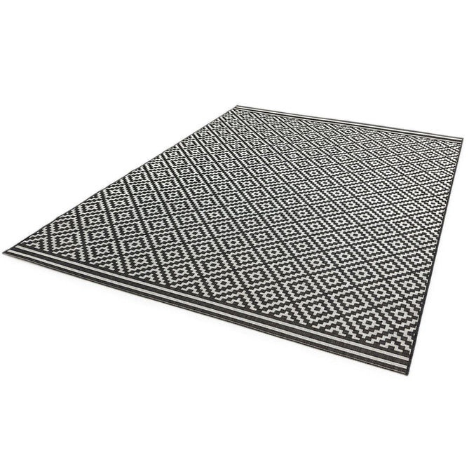 Patio PAT12 Diamond Mono Modern Geometric Durable Stain-Resistant Weatherproof Flatweave In-Outdoor Black/White Rug-Asiatic Carpets-Rug Love - The Most Loved Rug Store