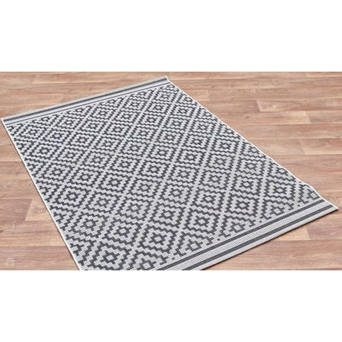 Patio PAT12 Diamond Mono Modern Geometric Durable Stain-Resistant Weatherproof Flatweave In-Outdoor Black/White Rug-Asiatic Carpets-Rug Love - The Most Loved Rug Store