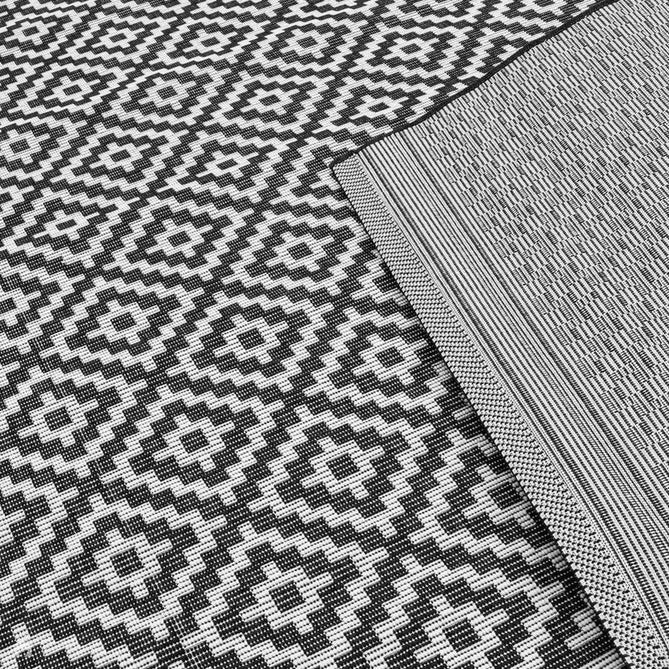 Patio PAT12 Diamond Mono Modern Geometric Durable Stain-Resistant Weatherproof Flatweave In-Outdoor Black/White Runner-Asiatic Carpets-Rug Love - The Most Loved Rug Store