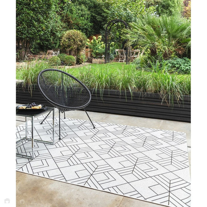 Patio PAT16 Deco Modern Geometric Durable Stain-Resistant Weatherproof Flatweave In-Outdoor Ivory/Charcoal/Grey Rug-Asiatic Carpets-Rug Love - The Most Loved Rug Store