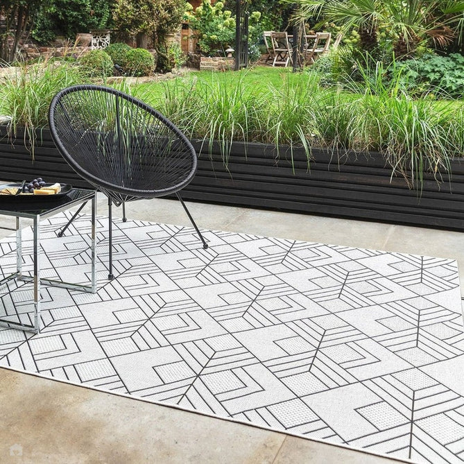 Patio PAT16 Deco Modern Geometric Durable Stain-Resistant Weatherproof Flatweave In-Outdoor Ivory/Charcoal/Grey Rug-Asiatic Carpets-Rug Love - The Most Loved Rug Store