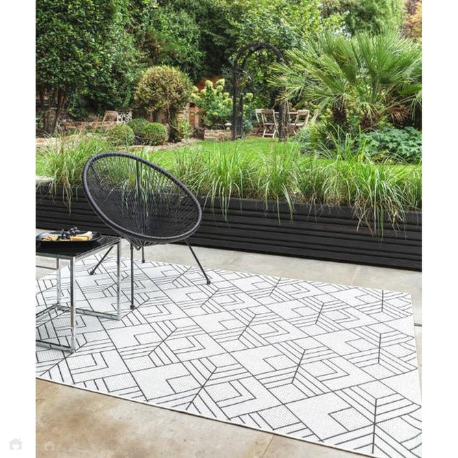 Patio PAT16 Deco Modern Geometric Durable Stain-Resistant Weatherproof Flatweave In-Outdoor Ivory/Charcoal/Grey Rug-Asiatic Carpets-Rug Love - The Most Loved Rug Store