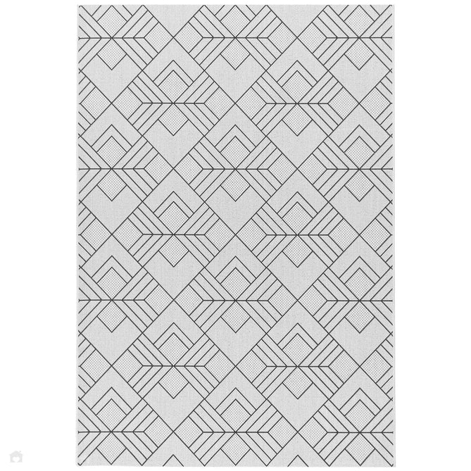 Patio PAT16 Deco Modern Geometric Durable Stain-Resistant Weatherproof Flatweave In-Outdoor Ivory/Charcoal/Grey Rug-Asiatic Carpets-Rug Love - The Most Loved Rug Store