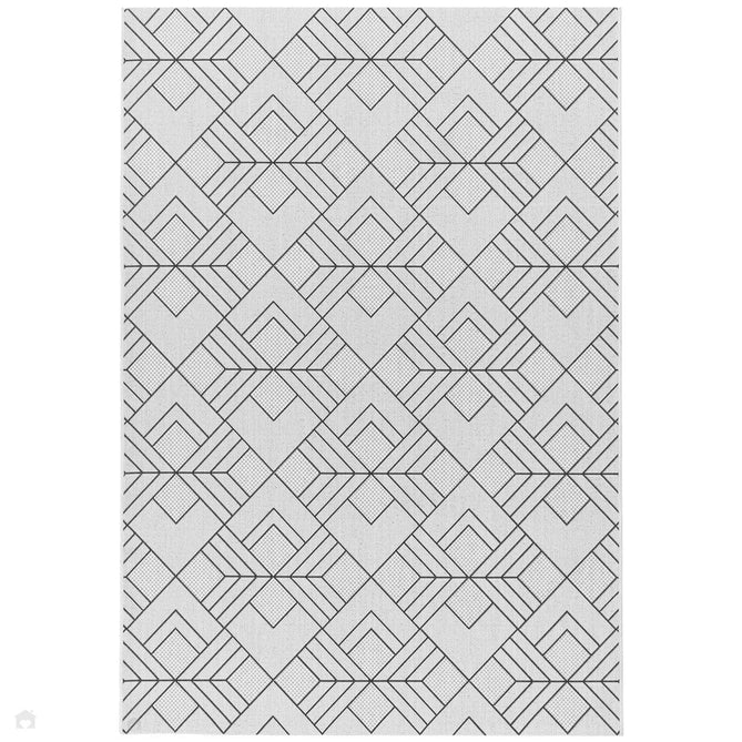Patio PAT16 Deco Modern Geometric Durable Stain-Resistant Weatherproof Flatweave In-Outdoor Ivory/Charcoal/Grey Rug-Asiatic Carpets-Rug Love - The Most Loved Rug Store