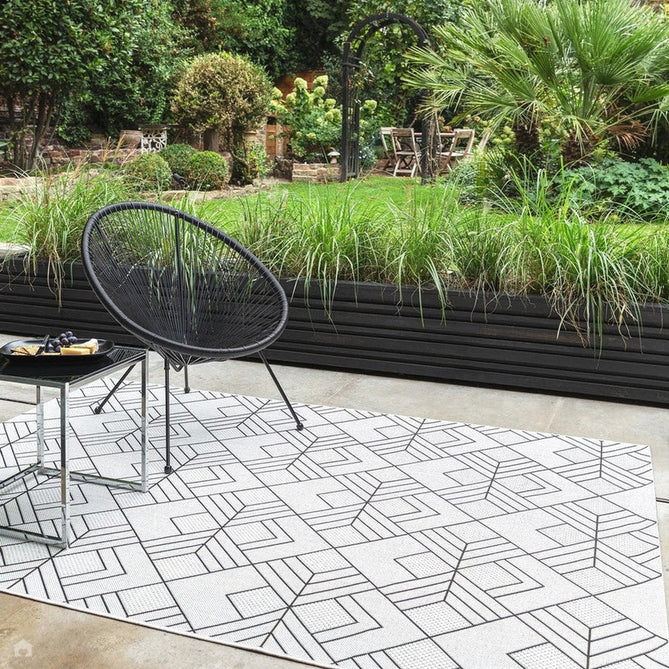 Patio PAT16 Deco Modern Geometric Durable Stain-Resistant Weatherproof Flatweave In-Outdoor Ivory/Charcoal/Grey Rug-Asiatic Carpets-Rug Love - The Most Loved Rug Store
