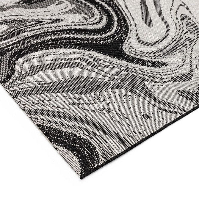 Patio PAT19 Marble Modern Abstract Durable Stain-Resistant Weatherproof Flatweave In-Outdoor Black Rug-Asiatic Carpets-Rug Love - The Most Loved Rug Store