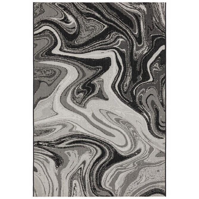 Patio PAT19 Marble Modern Abstract Durable Stain-Resistant Weatherproof Flatweave In-Outdoor Black Rug-Asiatic Carpets-Rug Love - The Most Loved Rug Store