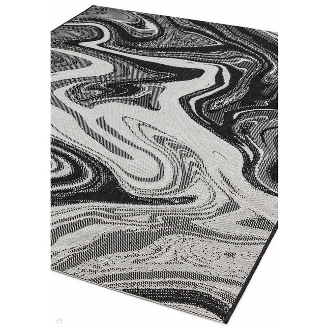 Patio PAT19 Marble Modern Abstract Durable Stain-Resistant Weatherproof Flatweave In-Outdoor Black Rug-Asiatic Carpets-Rug Love - The Most Loved Rug Store