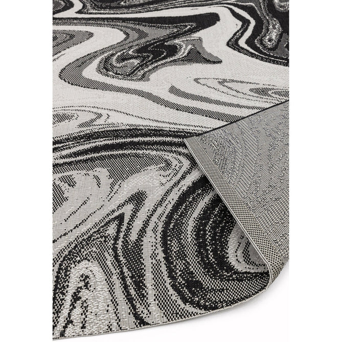 Patio PAT19 Marble Modern Abstract Durable Stain-Resistant Weatherproof Flatweave In-Outdoor Black Rug-Asiatic Carpets-Rug Love - The Most Loved Rug Store