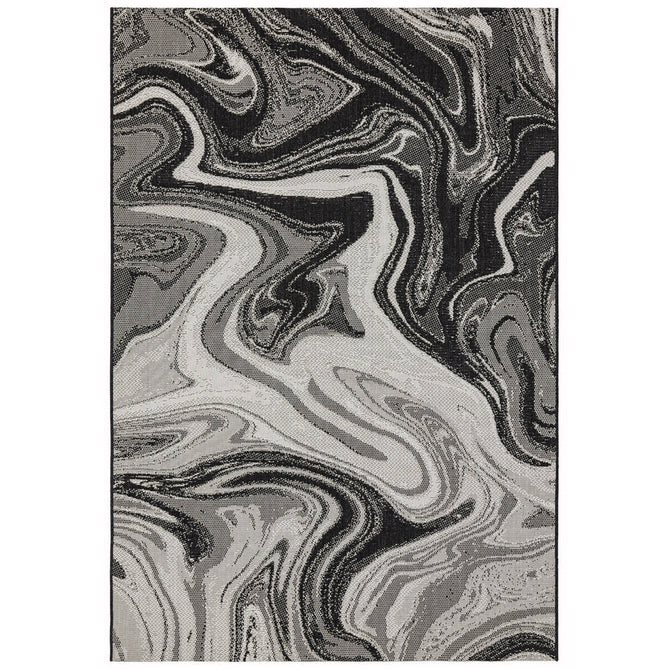 Patio PAT19 Marble Modern Abstract Durable Stain-Resistant Weatherproof Flatweave In-Outdoor Black Rug-Asiatic Carpets-Rug Love - The Most Loved Rug Store