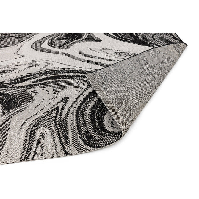 Patio PAT19 Marble Modern Abstract Durable Stain-Resistant Weatherproof Flatweave In-Outdoor Black Rug-Asiatic Carpets-Rug Love - The Most Loved Rug Store