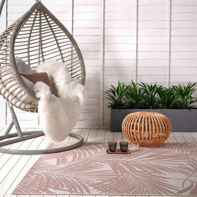 Patio PAT21 Palm Modern Floral Durable Stain-Resistant Weatherproof Flatweave In-Outdoor Pink Rug-Asiatic Carpets-Rug Love - The Most Loved Rug Store