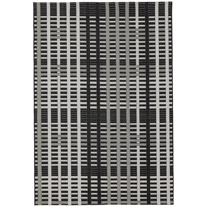Patio PAT22 Grid Modern Geometric Durable Stain-Resistant Weatherproof Flatweave In-Outdoor Black Rug-Asiatic Carpets-Rug Love - The Most Loved Rug Store