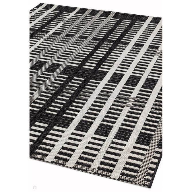 Patio PAT22 Grid Modern Geometric Durable Stain-Resistant Weatherproof Flatweave In-Outdoor Black Rug-Asiatic Carpets-Rug Love - The Most Loved Rug Store