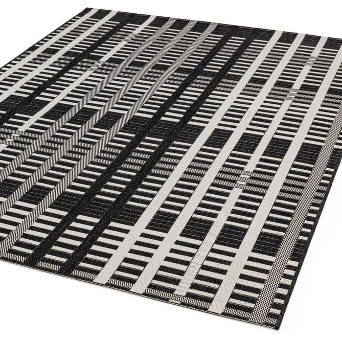 Patio PAT22 Grid Modern Geometric Durable Stain-Resistant Weatherproof Flatweave In-Outdoor Black Rug-Asiatic Carpets-Rug Love - The Most Loved Rug Store