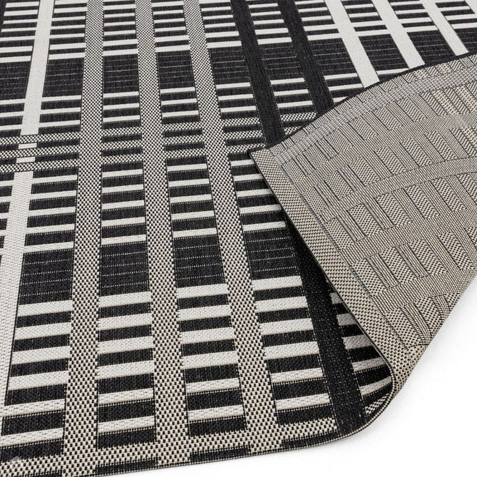 Patio PAT22 Grid Modern Geometric Durable Stain-Resistant Weatherproof Flatweave In-Outdoor Black Rug-Asiatic Carpets-Rug Love - The Most Loved Rug Store