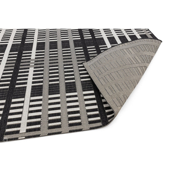 Patio PAT22 Grid Modern Geometric Durable Stain-Resistant Weatherproof Flatweave In-Outdoor Black Rug-Asiatic Carpets-Rug Love - The Most Loved Rug Store