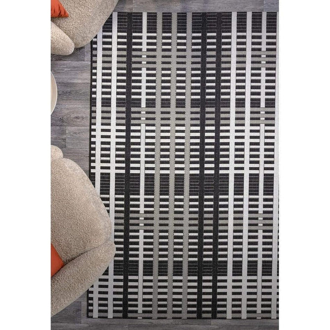 Patio PAT22 Grid Modern Geometric Durable Stain-Resistant Weatherproof Flatweave In-Outdoor Black Rug-Asiatic Carpets-Rug Love - The Most Loved Rug Store