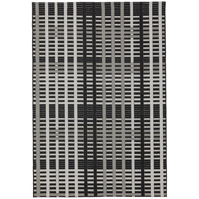 Patio PAT22 Grid Modern Geometric Durable Stain-Resistant Weatherproof Flatweave In-Outdoor Black Rug-Asiatic Carpets-Rug Love - The Most Loved Rug Store
