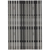 Patio PAT22 Grid Modern Geometric Durable Stain-Resistant Weatherproof Flatweave In-Outdoor Black Rug