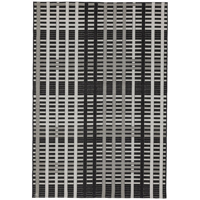 Patio PAT22 Grid Modern Geometric Durable Stain-Resistant Weatherproof Flatweave In-Outdoor Black/Grey/Ivory Rug-Asiatic Carpets-Rug Love - The Most Loved Rug Store