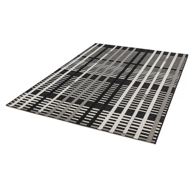 Patio PAT22 Grid Modern Geometric Durable Stain-Resistant Weatherproof Flatweave In-Outdoor Black/Grey/Ivory Rug-Asiatic Carpets-Rug Love - The Most Loved Rug Store