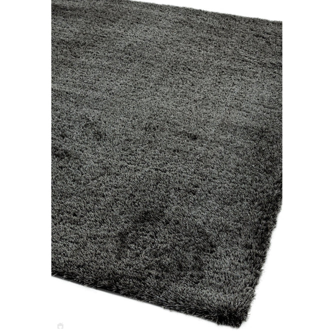 Payton Soft Shimmer Silky Polyester Plain Shaggy Charcoal Grey Rug-Asiatic Carpets-Rug Love - The Most Loved Rug Store