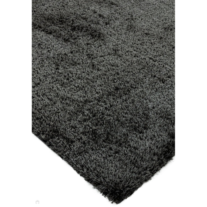 Payton Soft Shimmer Silky Polyester Plain Shaggy Charcoal Grey Rug-Asiatic Carpets-Rug Love - The Most Loved Rug Store
