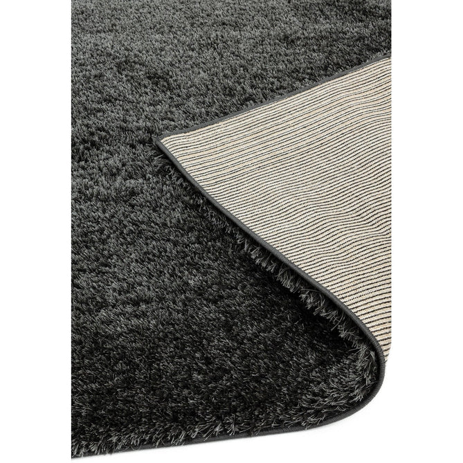 Payton Soft Shimmer Silky Polyester Plain Shaggy Charcoal Grey Rug-Asiatic Carpets-Rug Love - The Most Loved Rug Store