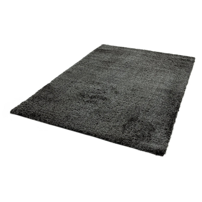 Payton Soft Shimmer Silky Polyester Plain Shaggy Charcoal Grey Rug-Asiatic Carpets-Rug Love - The Most Loved Rug Store