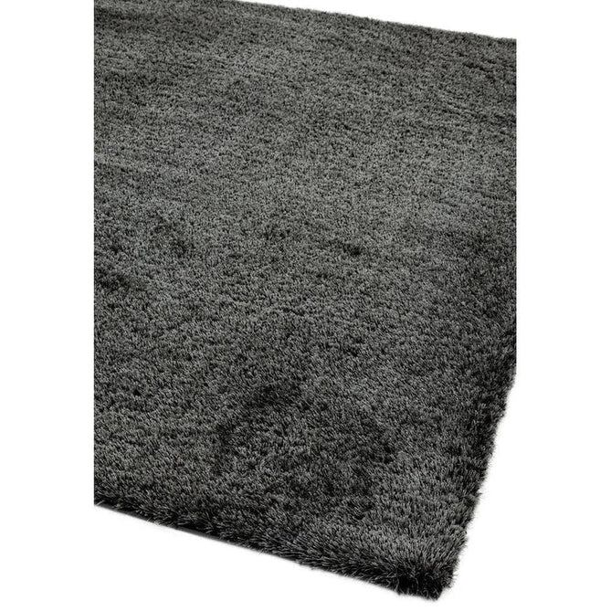 Payton Soft Shimmer Silky Polyester Plain Shaggy Charcoal Grey Rug-Asiatic Carpets-Rug Love - The Most Loved Rug Store