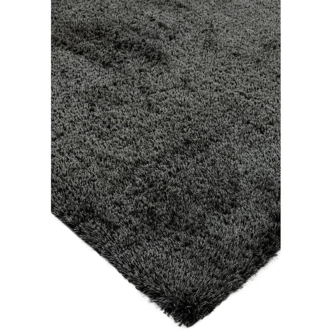 Payton Soft Shimmer Silky Polyester Plain Shaggy Charcoal Grey Rug-Asiatic Carpets-Rug Love - The Most Loved Rug Store