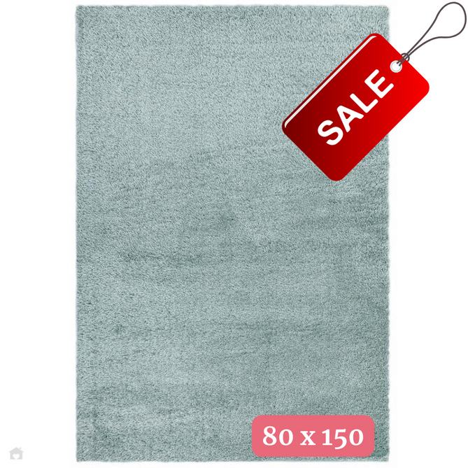 Payton Soft Shimmer Silky Polyester Plain Shaggy Duck Egg Rug 080 x 150 cm