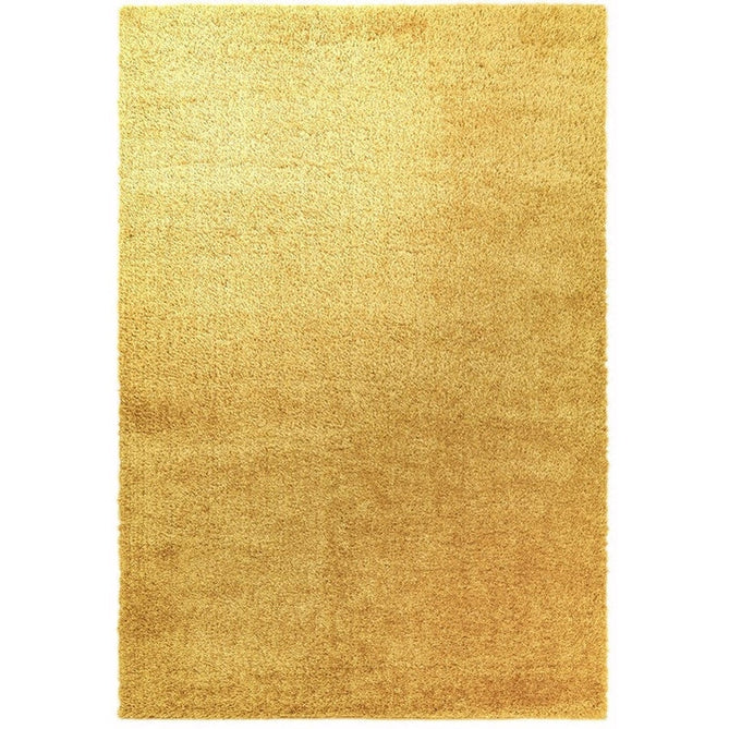 Payton Soft Shimmer Silky Polyester Plain Shaggy Gold Rug 120 x 170 cm