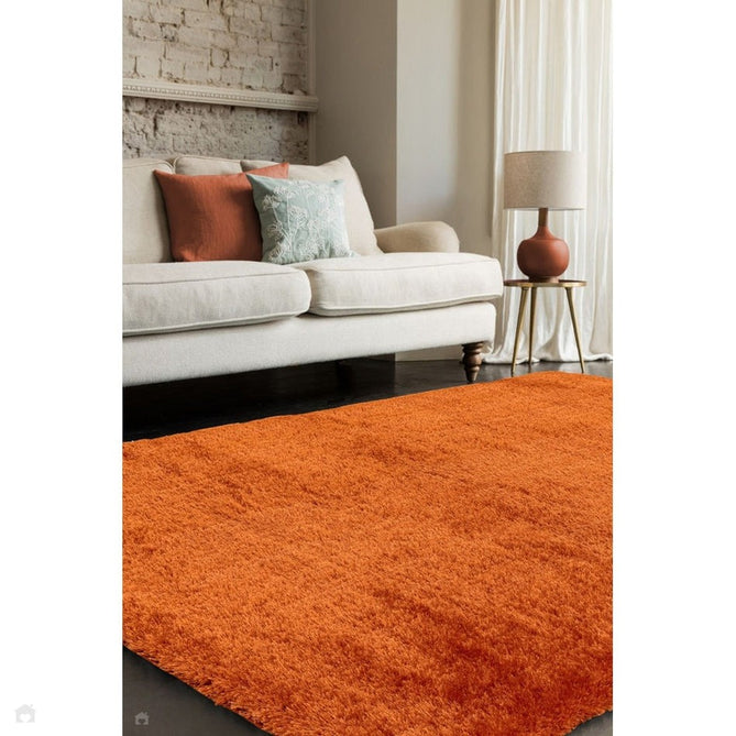 Payton Soft Shimmer Silky Polyester Plain Shaggy Orange Rug-Asiatic Carpets-Rug Love - The Most Loved Rug Store