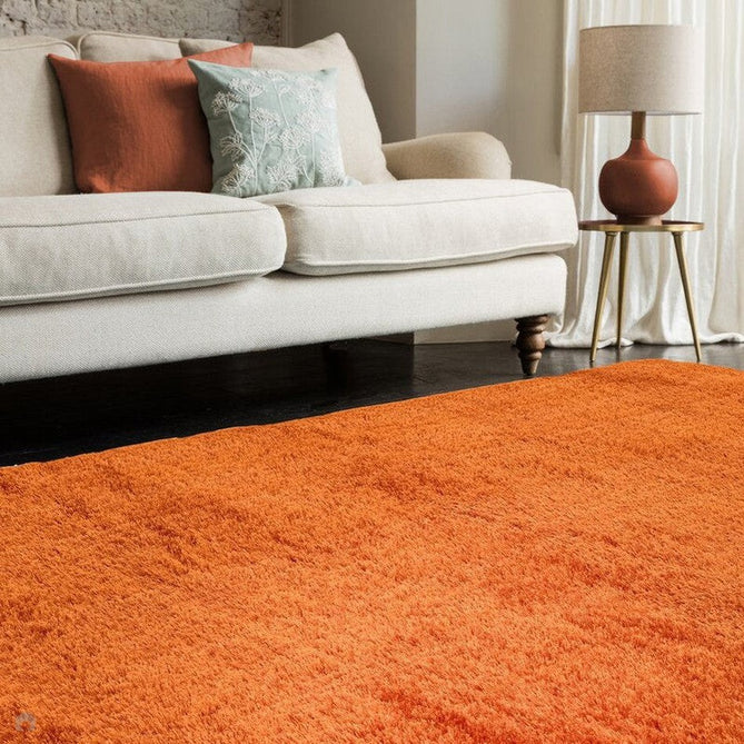 Payton Soft Shimmer Silky Polyester Plain Shaggy Orange Rug-Asiatic Carpets-Rug Love - The Most Loved Rug Store
