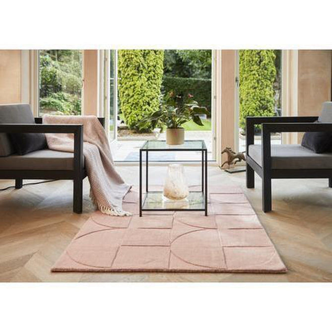 Penny Modern Geometric 3D Hand-Carved Hi-Low Soft Textured Wool Blush Pink Rug-Origins-Rug Love - The Most Loved Rug Store