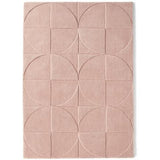 Penny Modern Geometric 3D Hand-Carved Hi-Low Soft Textured Wool Blush Pink Rug