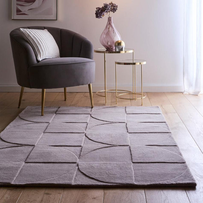 Penny Modern Geometric 3D Hand-Carved Hi-Low Soft Textured Wool Pale Mauve Rug-Origins-Rug Love - The Most Loved Rug Store
