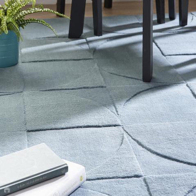 Penny Modern Geometric 3D Hand-Carved Hi-Low Soft Textured Wool Steel Blue Rug-Origins-Rug Love - The Most Loved Rug Store