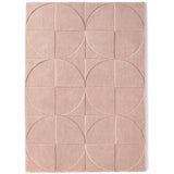Penny Modern Geometric 3D Hand-Carved Hi-Low Textured Wool Blush Pink Rug