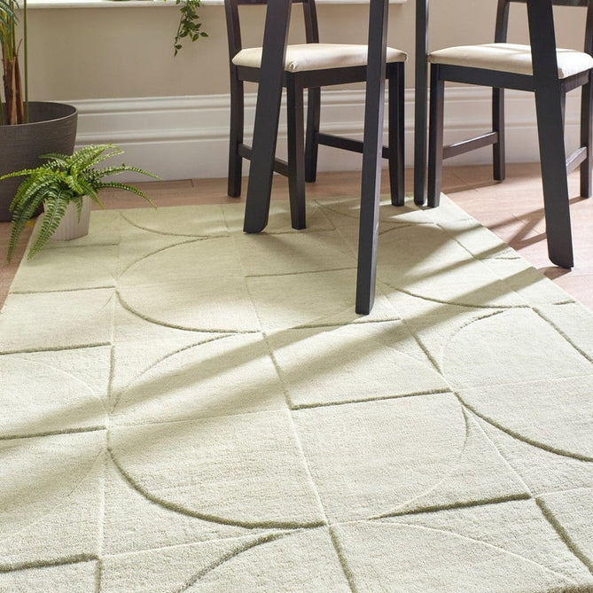Penny Modern Geometric 3D Hand-Carved Hi-Low Textured Wool Eucalyptus Green Rug-Origins-Rug Love - The Most Loved Rug Store