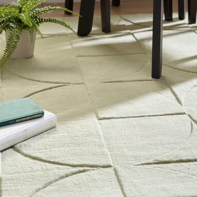 Penny Modern Geometric 3D Hand-Carved Hi-Low Textured Wool Eucalyptus Green Rug-Origins-Rug Love - The Most Loved Rug Store