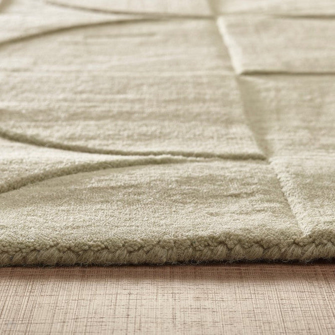 Penny Modern Geometric 3D Hand-Carved Hi-Low Textured Wool Eucalyptus Green Rug-Origins-Rug Love - The Most Loved Rug Store