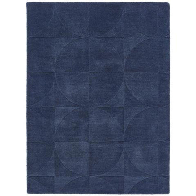 Penny Modern Geometric 3D Hand-Carved Hi-Low Textured Wool Infinity Blue Rug-Origins-Rug Love - The Most Loved Rug Store